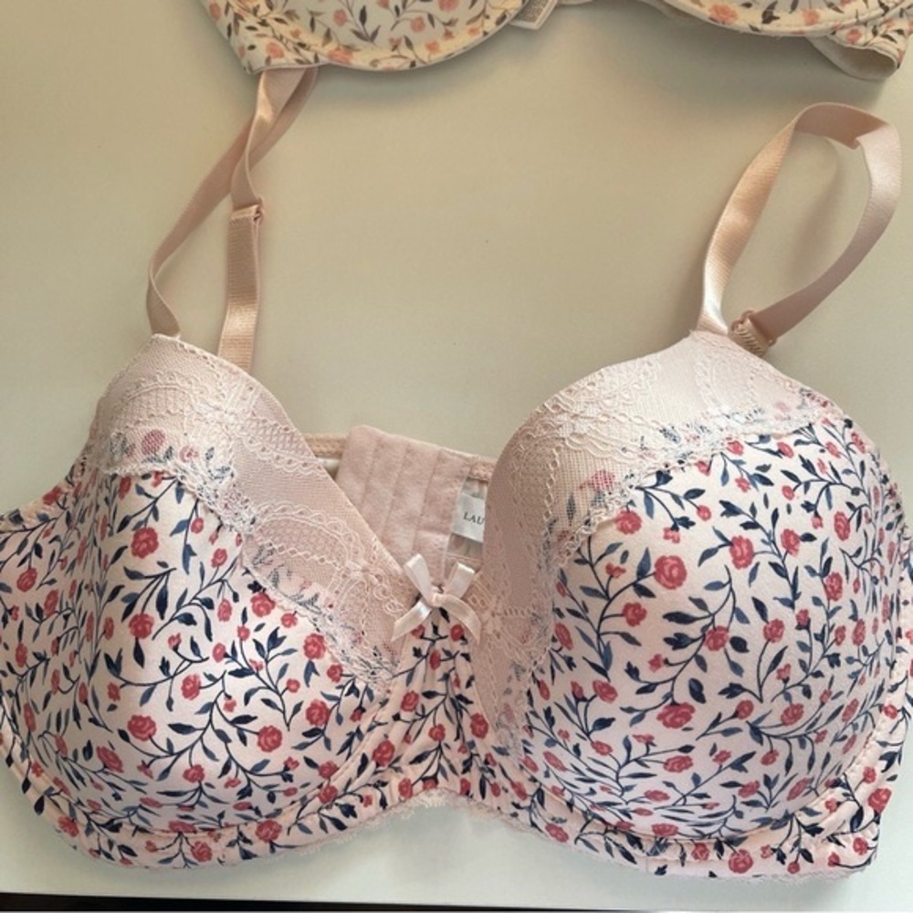 2 x LAURA ASHLEY Pretty Floral Bra’s 38 DD Pink Bra Underwired